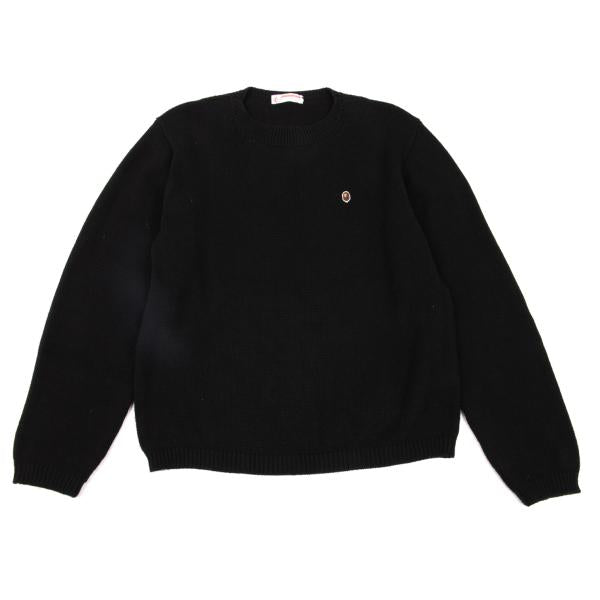 Bape A BATHING APE Black Wappen Logo Knit Sweater Size XL