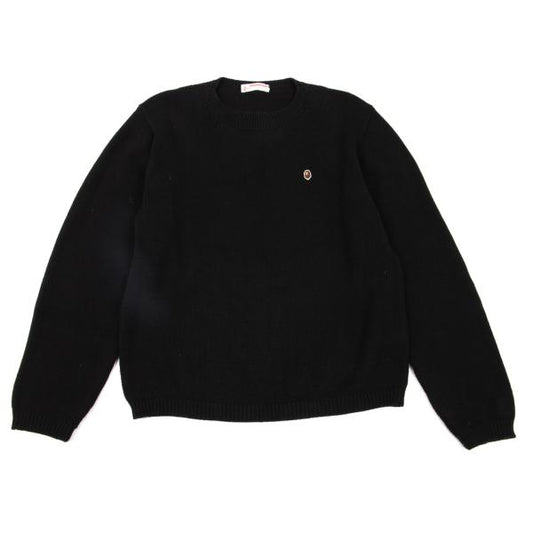 Bape A BATHING APE Black Wappen Logo Knit Sweater Size XL