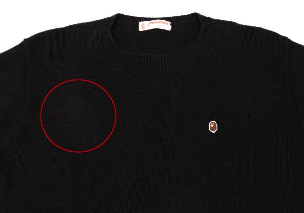 Bape A BATHING APE Black Wappen Logo Knit Sweater Size XL