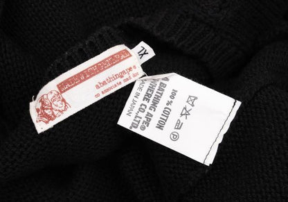 Bape A BATHING APE Black Wappen Logo Knit Sweater Size XL