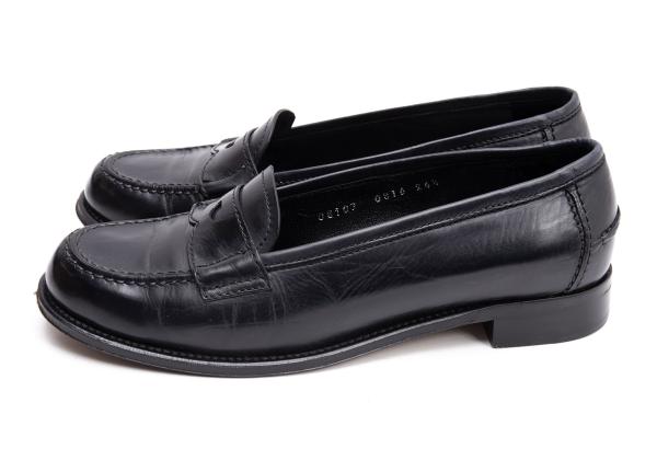 HIROFU Leather Coin Loafers Black Size 24.5CM