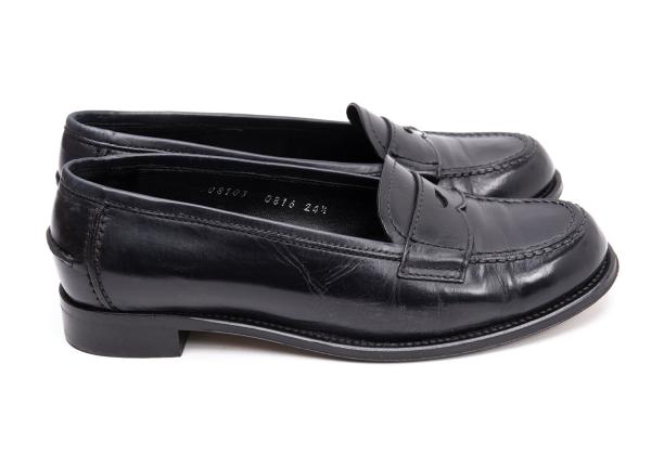 HIROFU Leather Coin Loafers Black Size 24.5CM