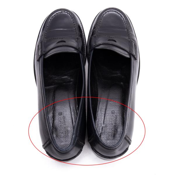 HIROFU Leather Coin Loafers Black Size 24.5CM