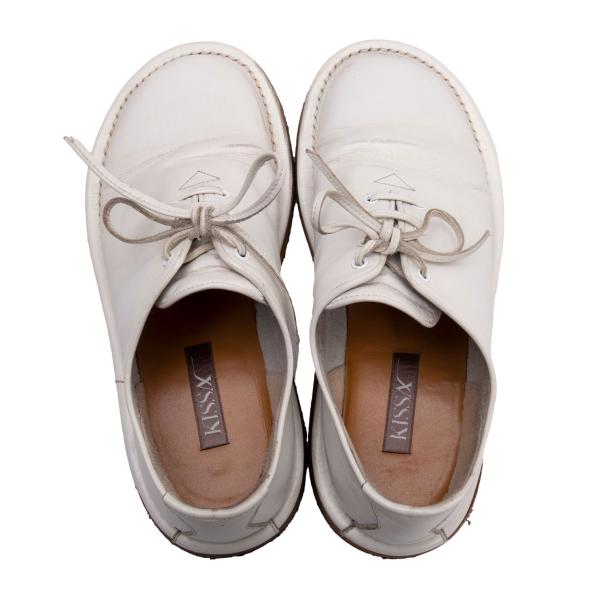 KISSA Rubber Sole Leather Sneakers White Size 24 (24.5cm)
