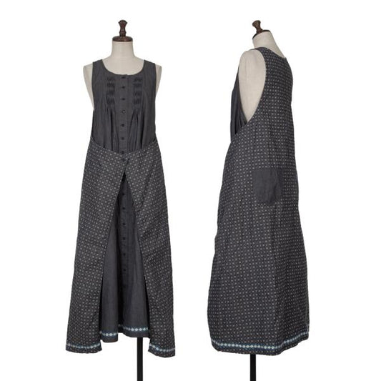 PINK HOUSE Logo Woven Chambray Wrap Dress Indigo Size M