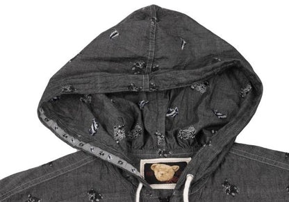 PINK HOUSE Bear Weave Hooded Zip Short Shirt Gray Size L