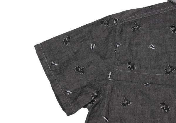 PINK HOUSE Bear Weave Hooded Zip Short Shirt Gray Size L
