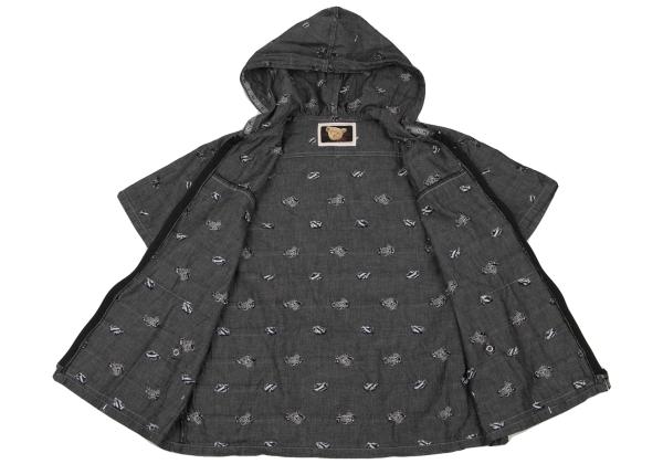 PINK HOUSE Bear Weave Hooded Zip Short Shirt Gray Size L