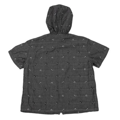 PINK HOUSE Bear Weave Hooded Zip Short Shirt Gray Size L