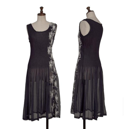 ISSEY MIYAKE me Poly Pleated Embroidered Dress Purple Size F