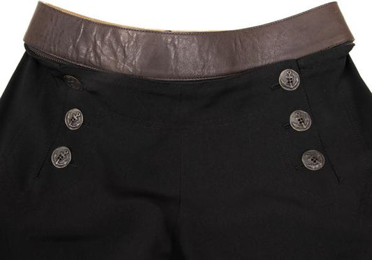 Jean Paul GAULTIER FEMME Leather Belted Pants Black Size 40