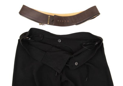 Jean Paul GAULTIER FEMME Leather Belted Pants Black Size 40
