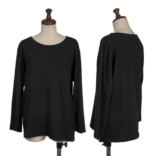 Y's Wool Boat Neck Knit Sweater Black Size M