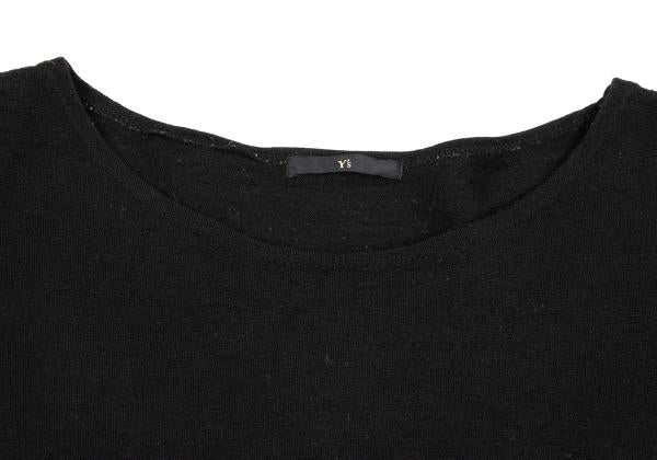 Y's Wool Boat Neck Knit Sweater Black Size M