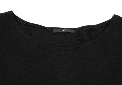 Y's Wool Boat Neck Knit Sweater Black Size M