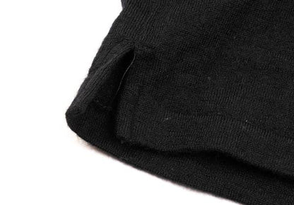 Y's Wool Boat Neck Knit Sweater Black Size M