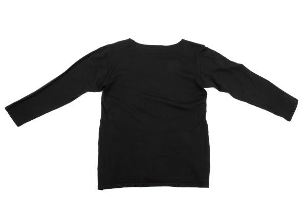 Y's Wool Boat Neck Knit Sweater Black Size M