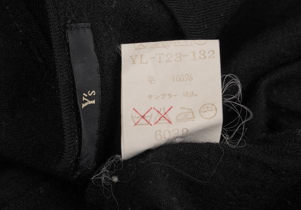 Y's Wool Boat Neck Knit Sweater Black Size M