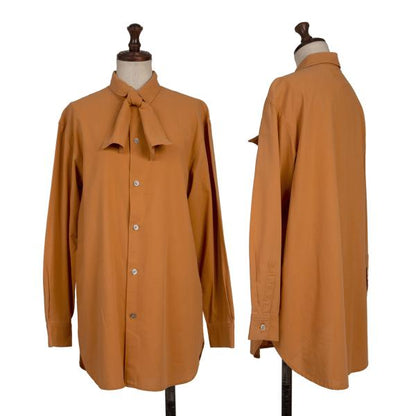 Yohji Yamamoto FEMME Tie Neck Cotton Button Up Orange Shirt Size S