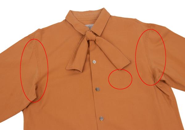 Yohji Yamamoto FEMME Tie Neck Cotton Button Up Orange Shirt Size S