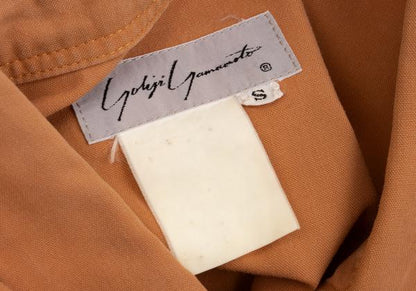 Yohji Yamamoto FEMME Tie Neck Cotton Button Up Orange Shirt Size S