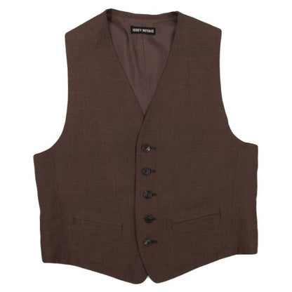 ISSEY MIYAKE MEN 05SS Linen-Silk Gilet Vest Brown Size L