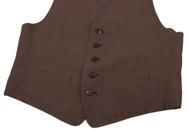 ISSEY MIYAKE MEN 05SS Linen-Silk Gilet Vest Brown Size L