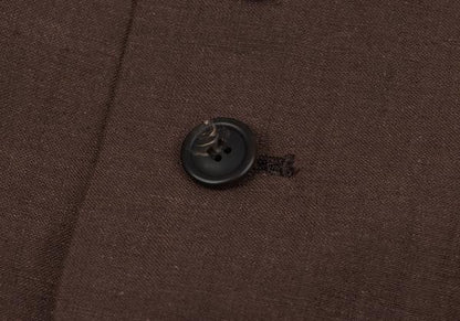 ISSEY MIYAKE MEN 05SS Linen-Silk Gilet Vest Brown Size L