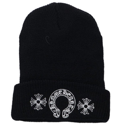 Chrome Hearts CH Leather Patch Beanie Black Size ONE SIZE