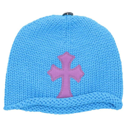 Chrome Hearts Blue Cashmere Cross Patch Beanie Size ONE SIZE