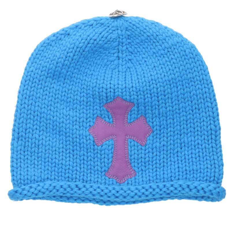 Chrome Hearts Cashmere Cross Patch Beanie Blue/Purple Multi