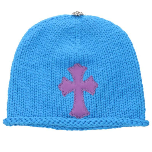 Chrome Hearts Cashmere Cross Patch Beanie Blue/Purple