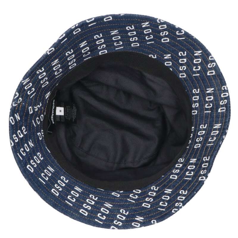 DSQUARED Logo Print Denim Bucket Hat Indigo Size 32