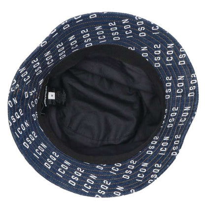 DSQUARED Logo Print Denim Bucket Hat Indigo Size 32