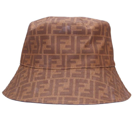 Fendi Leather Bucket Hat Brown Size L