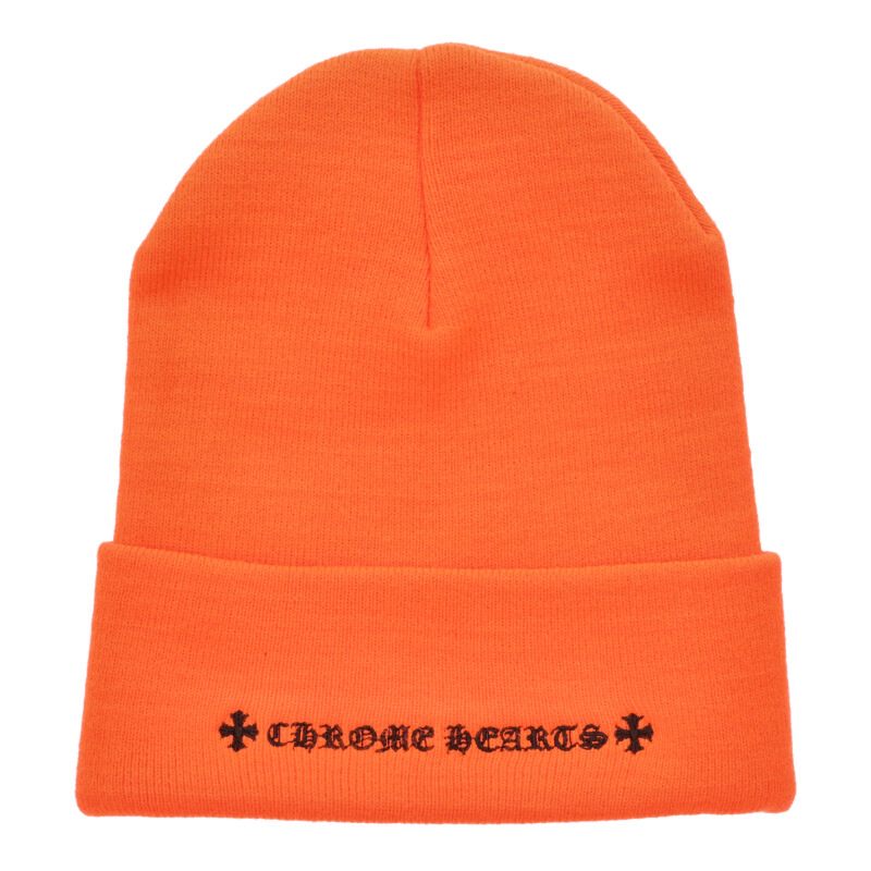 Chrome Hearts SIZE WOOL WATCH CAP Logo Embroidered Hat Orange Size ONE