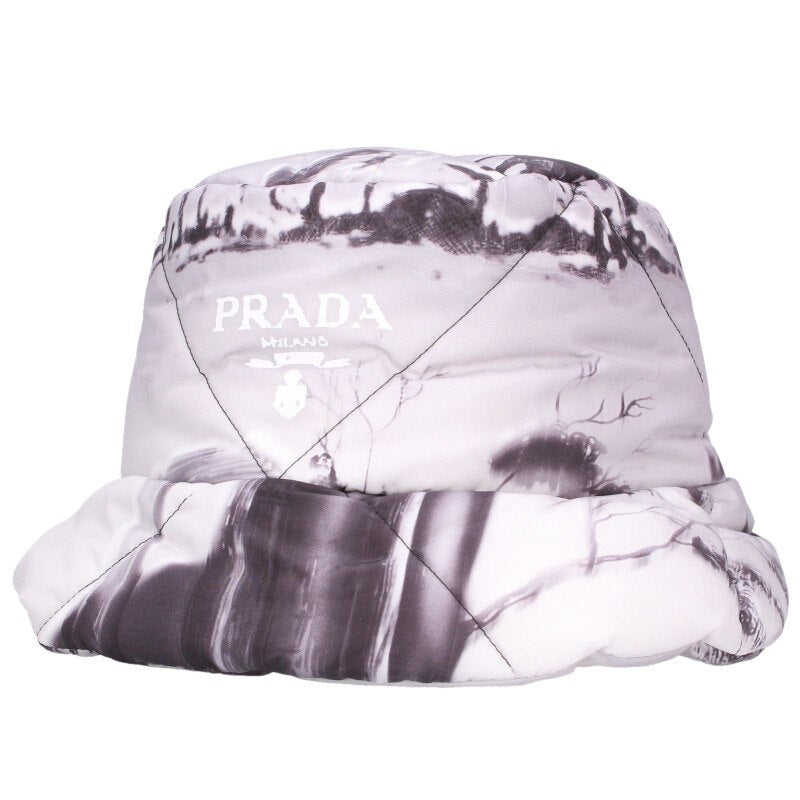 Prada Gray Quilted Padded Nylon Bucket Hat Size ONE SIZE