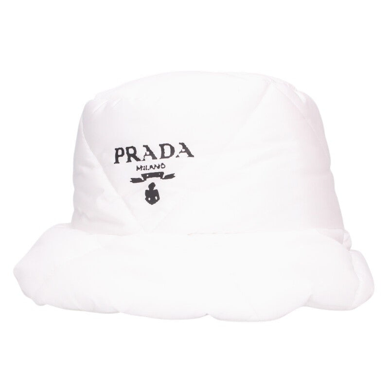 Prada White Quilted Padded Nylon Bucket Hat Size ONE SIZE
