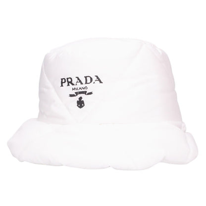 Prada White Quilted Padded Nylon Bucket Hat Size ONE SIZE