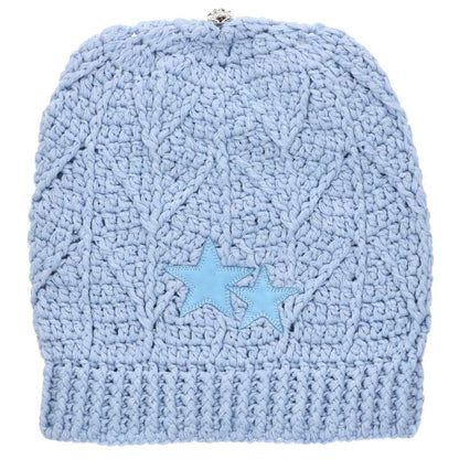 Chrome Hearts Star Leather Cashmere Light Blue Cap Size ONE