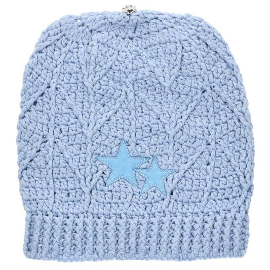 Chrome Hearts Star Leather Cashmere Light Blue Cap Size ONE