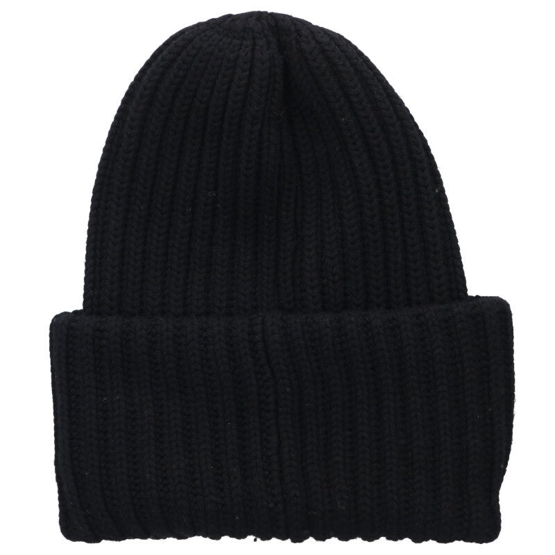 MONCLER Logo Patch Big Beanie Black Size ONE SIZE