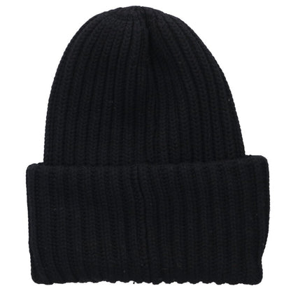MONCLER Logo Patch Big Beanie Black Size ONE SIZE