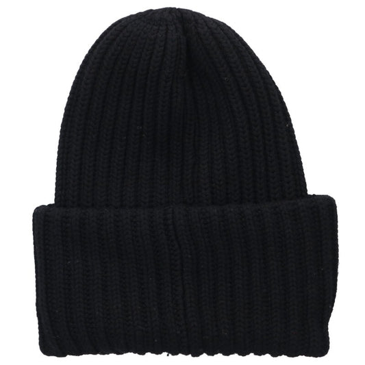 MONCLER Logo Patch Big Beanie Black Size ONE SIZE