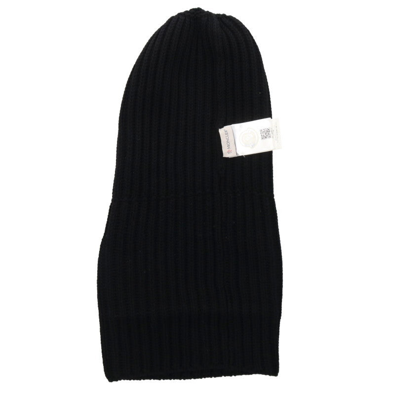 MONCLER Logo Patch Big Beanie Black Size ONE SIZE