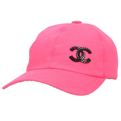 CHANEL Coco Mark Baseball Cap Pink/Black Size ONE SIZE