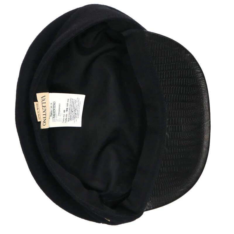 VALENTINO V-Logo Leather Visor Cap Black Size ONE SIZE