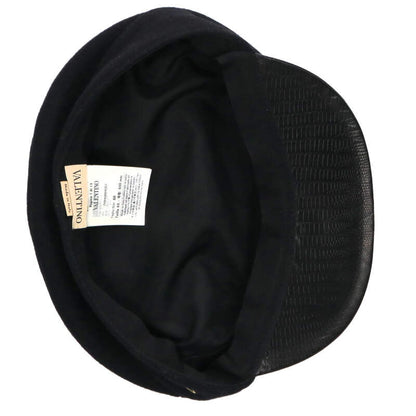 VALENTINO V-Logo Leather Visor Cap Black Size ONE SIZE