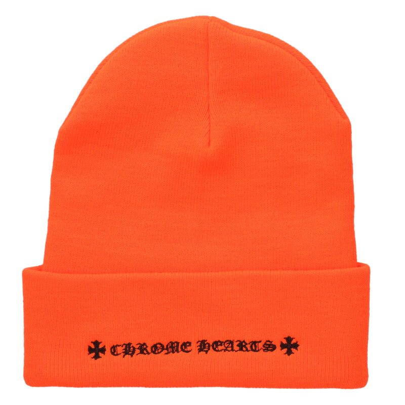 Chrome Hearts SIZE WOOL WATCH CAP Logo Embroidered Hat Orange Size ONE
