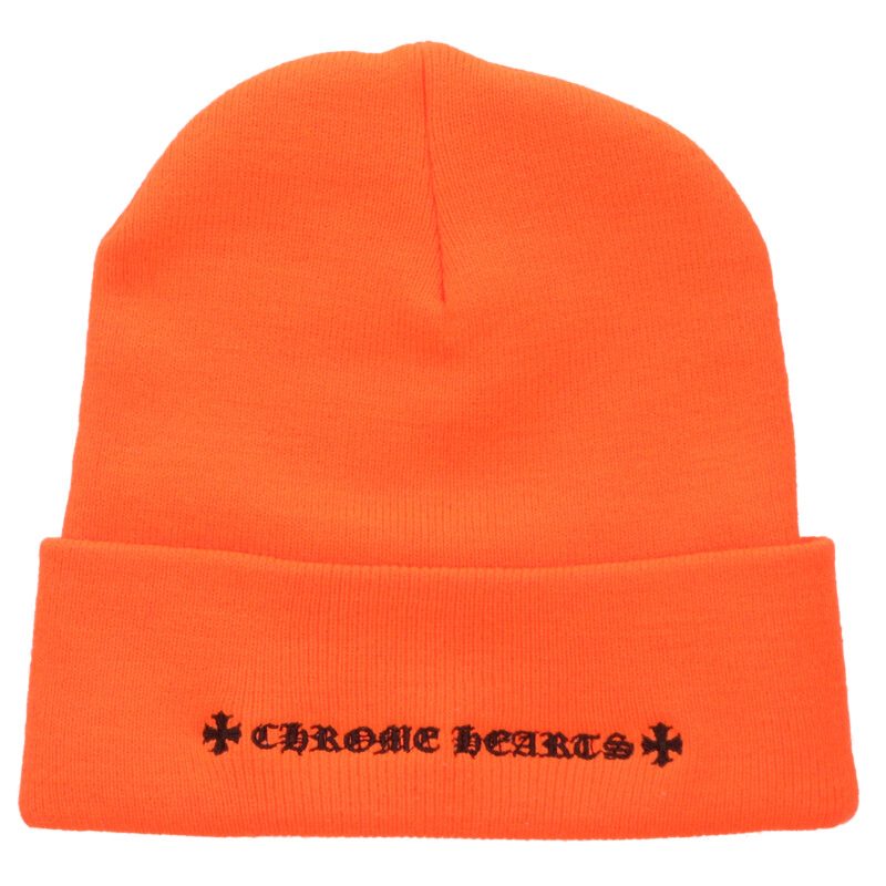 Chrome Hearts SIZE WOOL WATCH CAP Logo Embroidered Hat Orange Size ONE